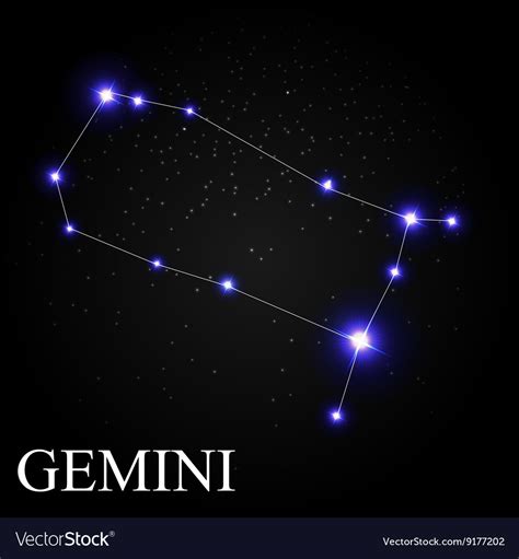 Gemini Zodiac Sign With Beautiful Bright Stars On Vector Image