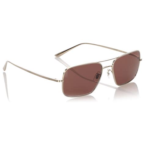 Oliver Peoples Brown Victory La Square Tinted Sunglasses Golden Metal