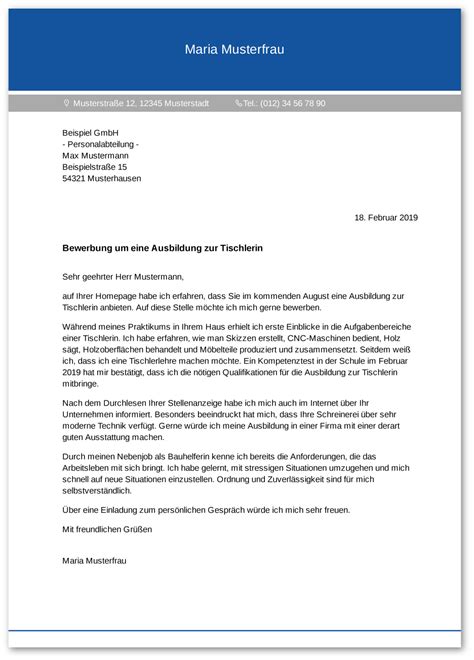 Das bewerbungsschreiben spielt hier neben den zeugnissen und dem. Die Bewerbung zur Ausbildung: Tischler / Tischlerin ...