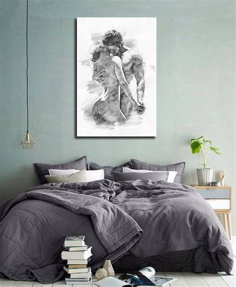 His Hers Bedroom Wall Art Abstract Art Print Pencil Sketch Etsy