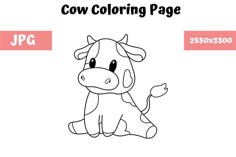 Cow Coloring Book Page For Kids Graphic By