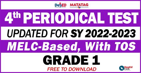 Grade Th Periodical Tests Updated Sy All Subjects With Tos Deped Click