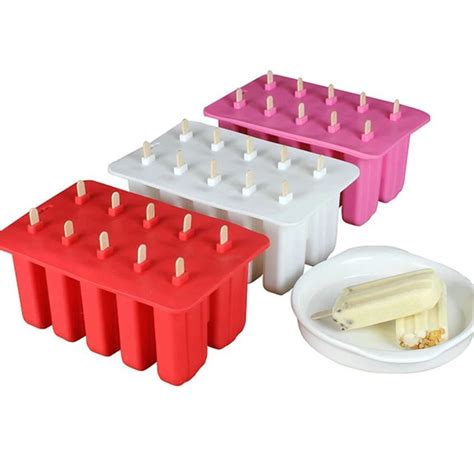 10 Cell Frozen Ice Cream Pop Mold Food Grade Silicone Popsicle Mold Ice