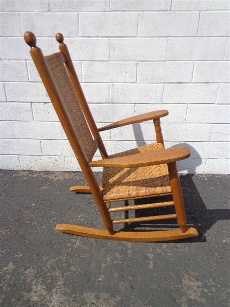 Antique Rocking Chair Rocker Armchair Woven Rush Mission Rustic