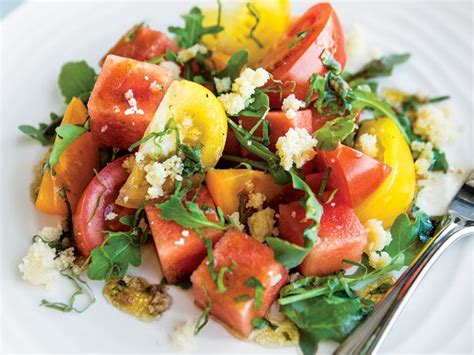 Watermelon And Heirloom Tomato Salad With Almond Ricotta