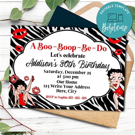 Betty Boop Birthday Invitation Printable Diy Createpartylabels