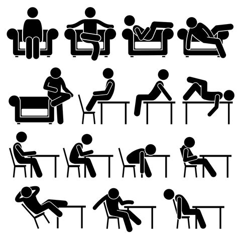 Stick Figure Stickman Stick Man People Person Poses Postures Sit Sitting Seat Sofa Couch Chair