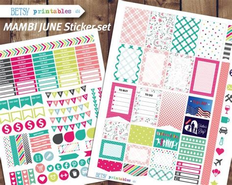 Mambi June Planner Stickers Printable Stickers June Planner Stickers