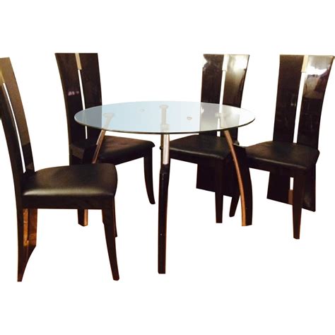 Round Glass Dining Table W 4 Chairs Aptdeco