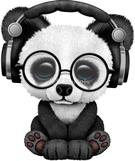 Cute Baby Panda Dj Wearing Headphones Sticker By Jeff Bartels Baby