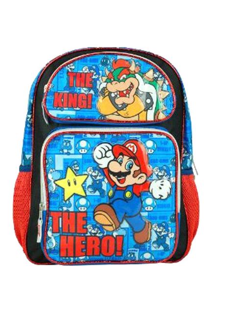 Nintendo Super Mario 16 Full Size School Backpack Blueblack You