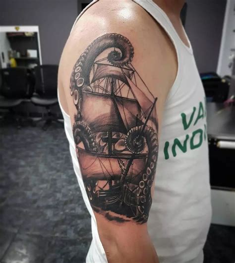 Pirate Ship Tattoo Forearm