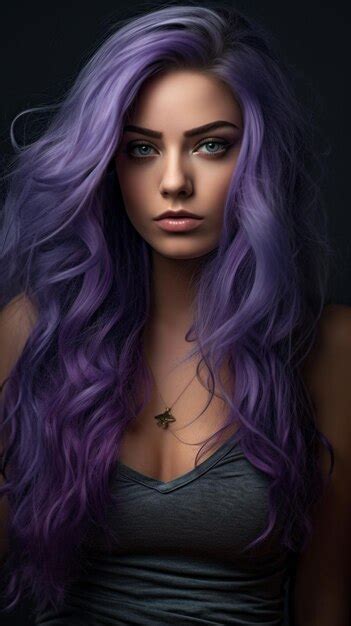 Premium Ai Image A Girl With Purple Hair And A Purple Shirt