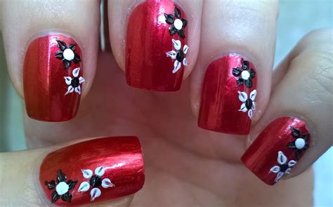 Make your mom flowers that she will keep forever. Life World Women: Dark Red Floral Nail Art By Using ...