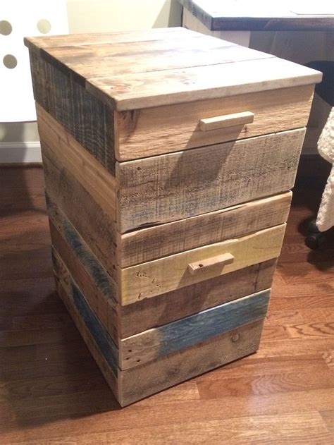 Wrapped My Plain Black Metal Filing Cabinet With Pallet Wood Metal