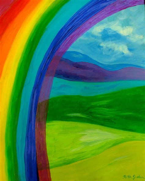 Rainbow Painting Abstract Painting Landscape Painting Etsy