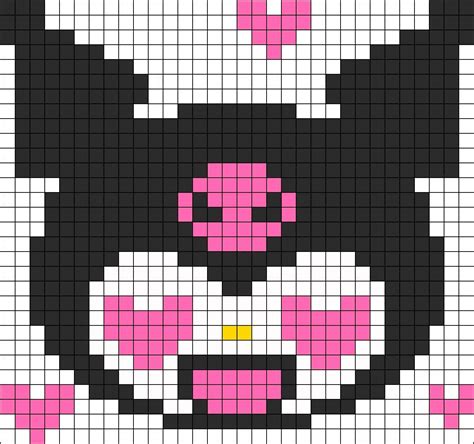 Kuromi In Love Kandi Pattern Pixel Art Pattern Easy Pixel Art Pixel
