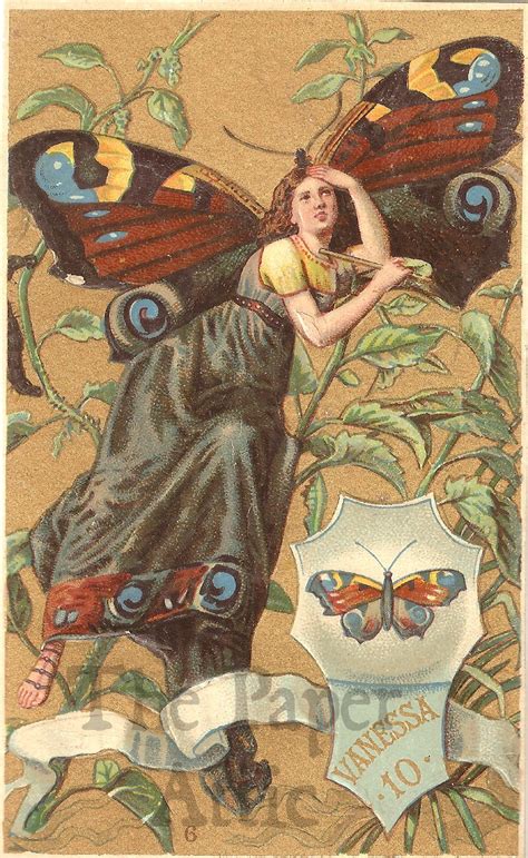 Butterfly Woman Fairy Antique Vintage French Embossed Chromo Trade Card