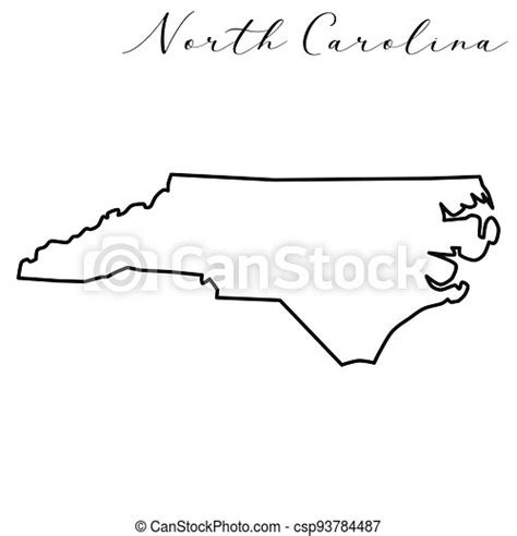 North Carolina Map High Quality Vector American State Simple Line