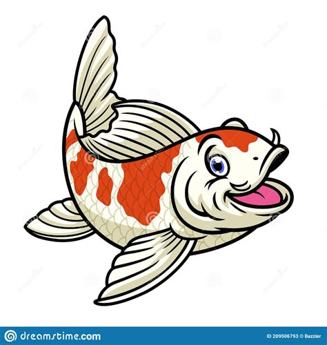 Cartoon Character Of Cute Red And White Koi Fish Stock Vector