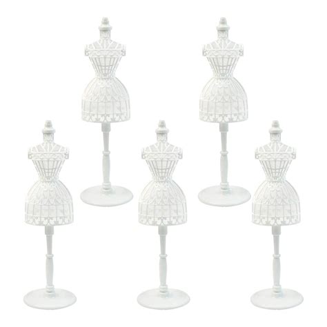 Auear 5 Pack Doll Dress Forms Cloth Gown Plastic Mannequin Display