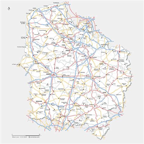 The region also fronts much of the french border with belgium. Carte des routes des Hauts-de-France