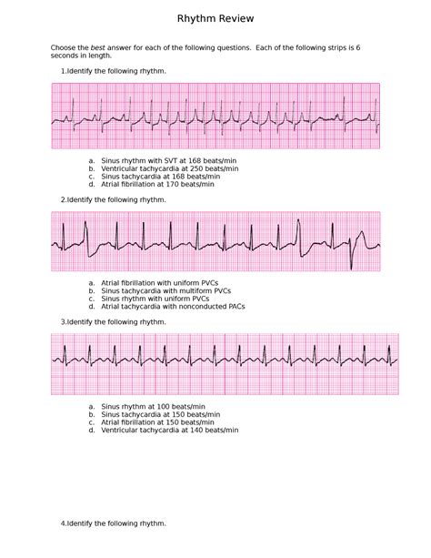 Ekg Rhythm Review Questions Rhythm Review Choose The Best Answer For
