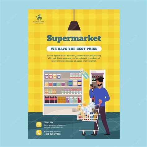 Free Vector Flat Supermarket Poster Template