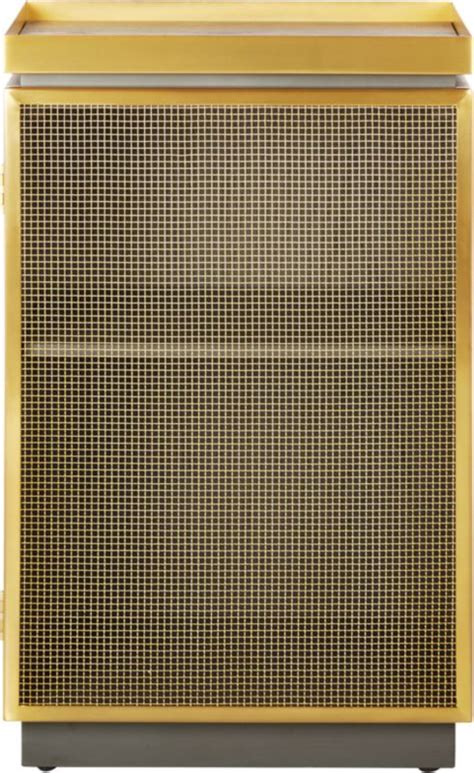 Two door cane cabinet with brass hardware in various colors. Trace Brass Wire Mesh Door Low Cabinet + Reviews | CB2 in ...