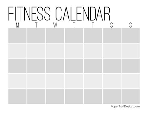 Color In Monthly Workout Calendar Printable