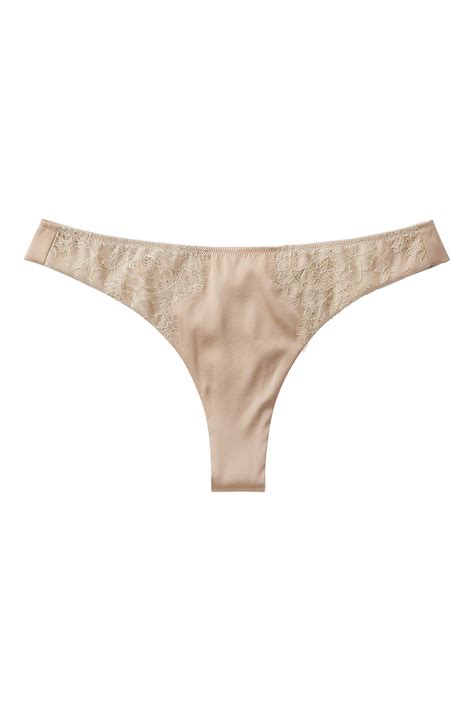 Sandra Silk Chantilly Lace Thong • Champagne Gold Silk Lingerie