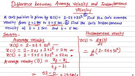 Differences between Average Velocity and Instantaneous Velocity Example ...