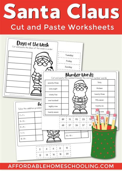 free printable santa cut and paste worksheets