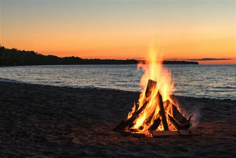 Beach Bonfire At Sunset Stock Image Image Of Evening 78938733