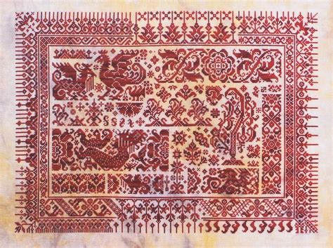 Wren linen with gloriana silk floss. Dragons of Sumatra - cross stitch pattern by Ink Circles