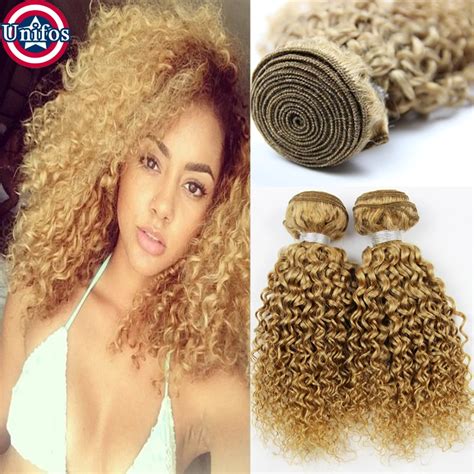 Brazilian Blonde Curly Virgin Hair 3pcs Jerry Curly Human Hair Extensions Honey Blonde Brazilian
