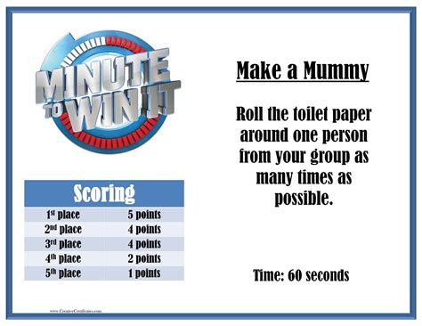 Printable Minute To Win It Games