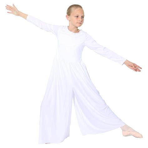 Danzcue Child Long Sleeve Crew Neck Praise Dance Jumpsuit Wss002c