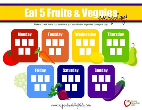 5 Tips For 5 A Day Free Fruit And Veggie Printable Super Healthy Kids
