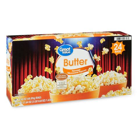 Great Value Butter Microwave Popcorn 24 Oz 24 Count