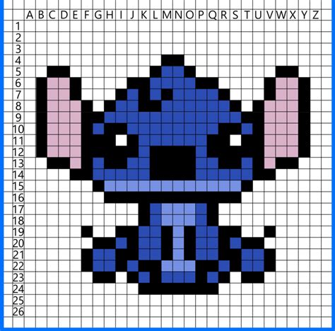 Stitch Disney Pixel Art Template Easy To Draw