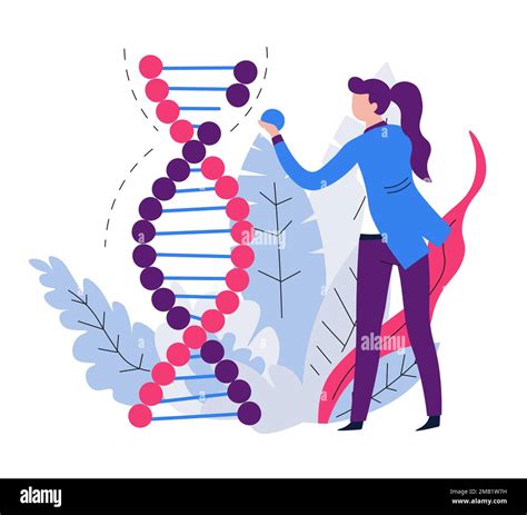 Woman scientist and genetics science DNA experiments mutation vector