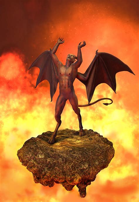 An Angry Devil Rages In Hell 3d Render Illustration Digital Art By