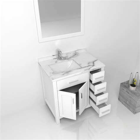 The design is fairly simple, just a box that will house three large drawers. White Solid Wood Bathroom Vanity Cabinets / sink basin cabinet