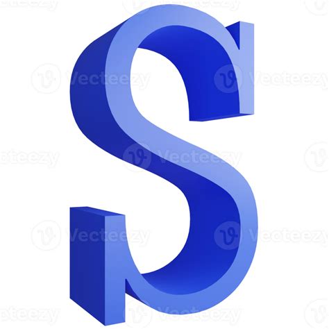 Alphabet S Side View Icon Isolated On Transparent Background 3d Render
