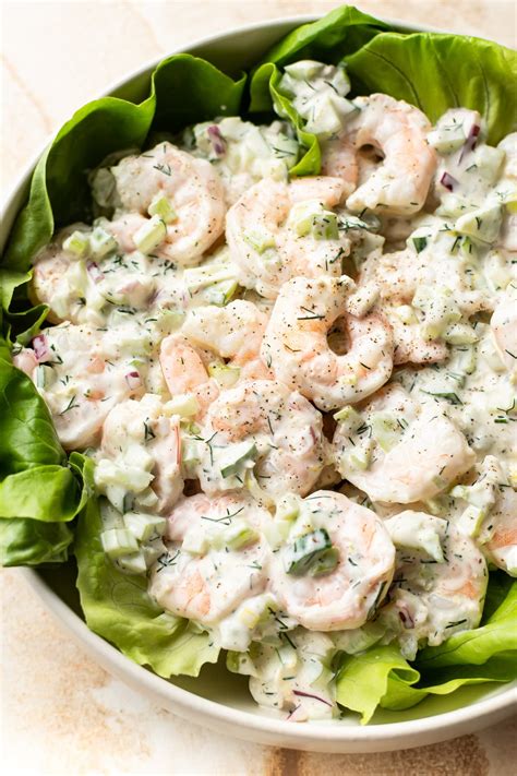 Add a bay leaf, the juice of 1/2 lemon, and 1 teaspoon of black peppercorns and bring to a boil then reduce to a rolling simmer. This classic cold shrimp salad has the most incredibly flavorful zesty dressing! It's great for ...