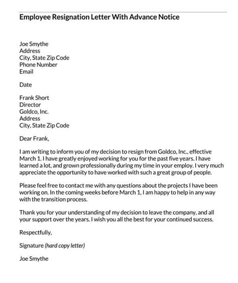 Best Resignation Letter Examples Different Reasons