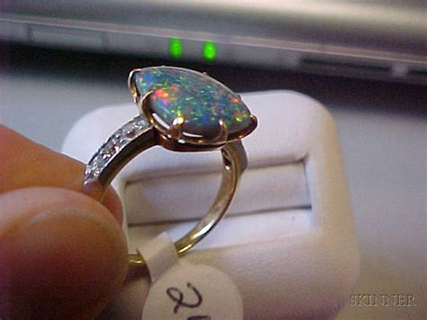 Sold At Auction Antique Black Opal And Diamond Ring Tiffany And Co