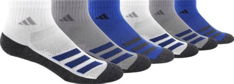 Adidas Youth Cushioned Angle Stripe Quarter Socks 6 Pack Dicks