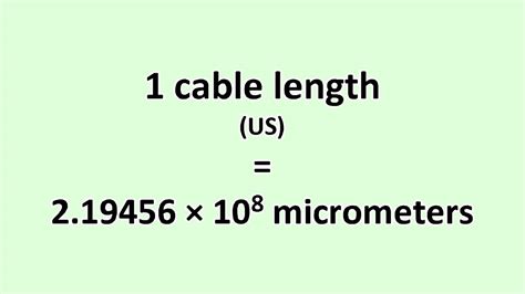 Convert Cable Length Us To Micrometer Excelnotes